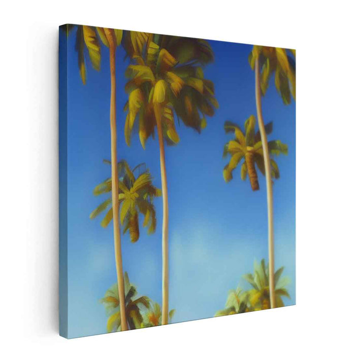 Tropical Breeze Chronicles: Palm Whispers under Azure Skies Canvas Art