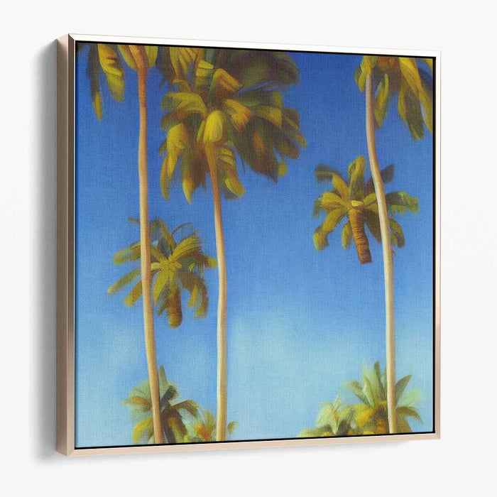 Tropical Breeze Chronicles: Palm Whispers under Azure Skies Canvas Art