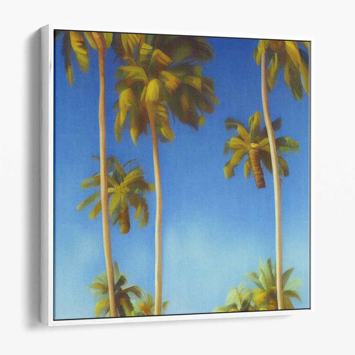 Tropical Breeze Chronicles: Palm Whispers under Azure Skies Canvas Art