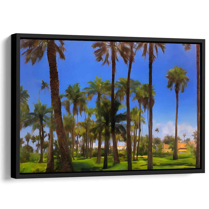 Palm Oasis Haven: Lush Palm Retreat Landscape Canvas Art
