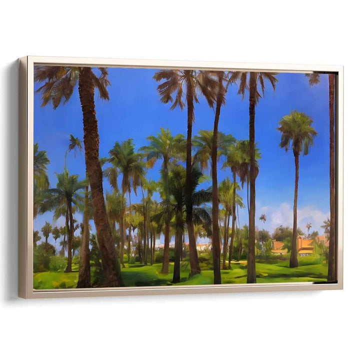 Palm Oasis Haven: Lush Palm Retreat Landscape Canvas Art
