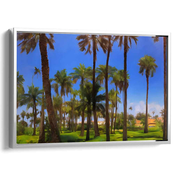 Palm Oasis Haven: Lush Palm Retreat Landscape Canvas Art