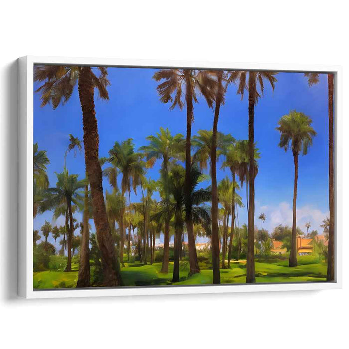 Palm Oasis Haven: Lush Palm Retreat Landscape Canvas Art