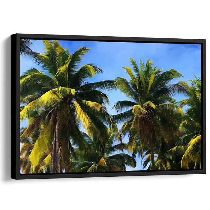 Leafy Canopy Mirage: Realistic Palm Tree Canopy Canvas Art Print