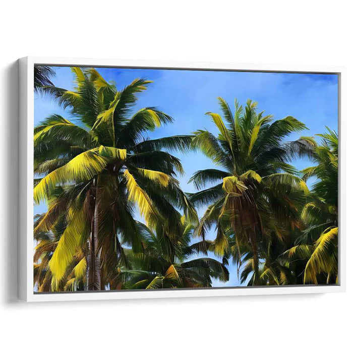 Leafy Canopy Mirage: Realistic Palm Tree Canopy Canvas Art Print