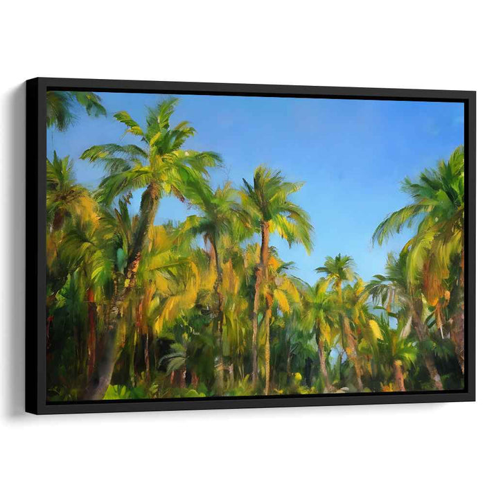 Palm Oasis Mirage: Vibrant Palm Oasis Canvas Art