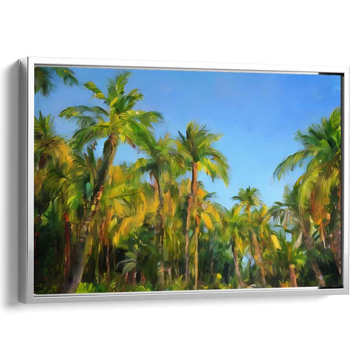 Palm Oasis Mirage: Vibrant Palm Oasis Canvas Art