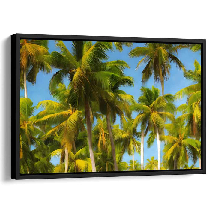Verdant Oasis Illusion: Realistic Palm Grove Canvas Art Print