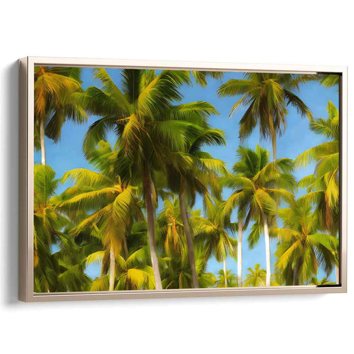 Verdant Oasis Illusion: Realistic Palm Grove Canvas Art Print