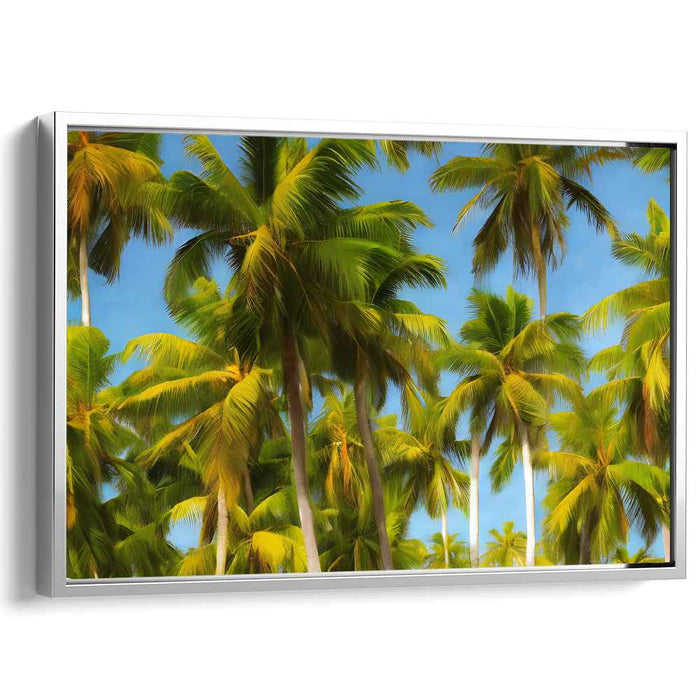 Verdant Oasis Illusion: Realistic Palm Grove Canvas Art Print