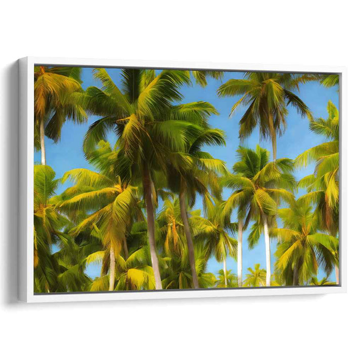 Verdant Oasis Illusion: Realistic Palm Grove Canvas Art Print