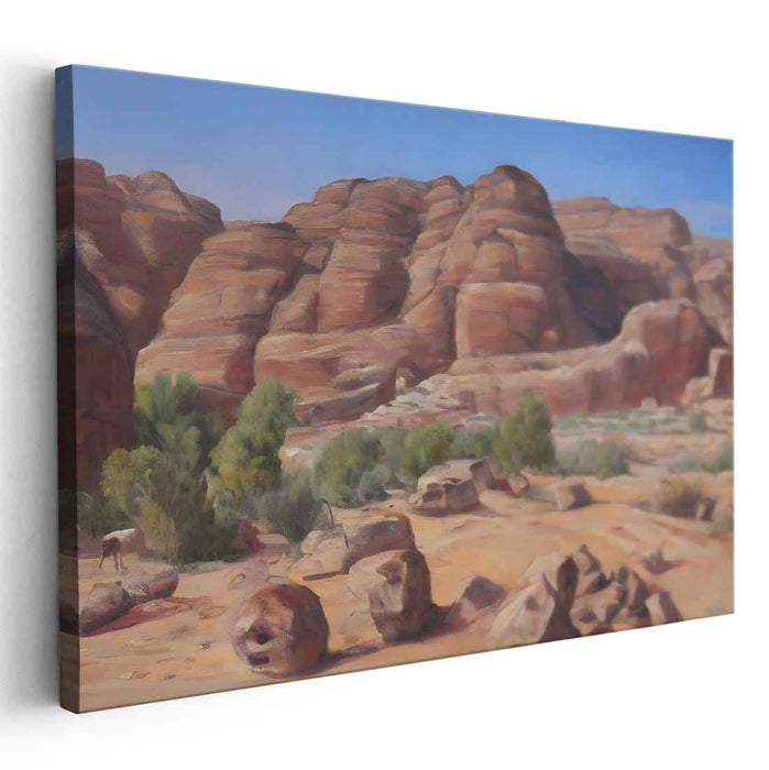 Ethereal Sands Whisper Harmony: Majestic Desert Landscape Oil Painting