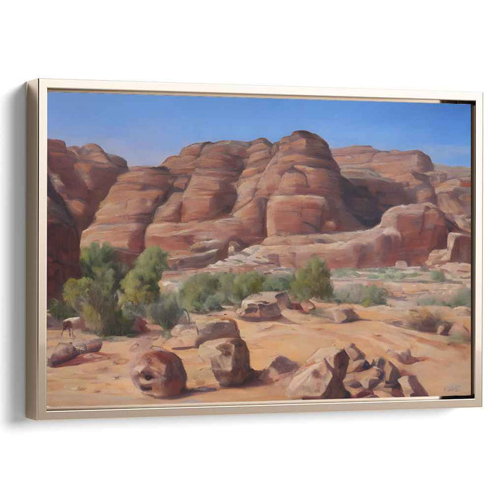 Ethereal Sands Whisper Harmony: Majestic Desert Landscape Oil Painting