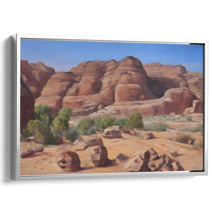 Ethereal Sands Whisper Harmony: Majestic Desert Landscape Oil Painting