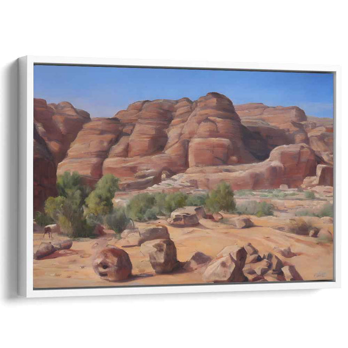 Ethereal Sands Whisper Harmony: Majestic Desert Landscape Oil Painting