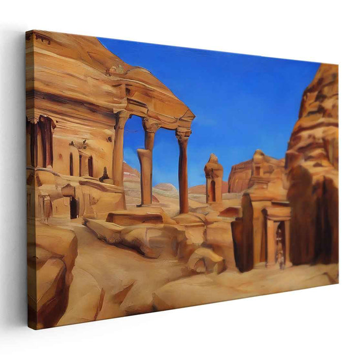 Ancient Elegance: Petra's Timeless Majesty in Ochre and Azure
