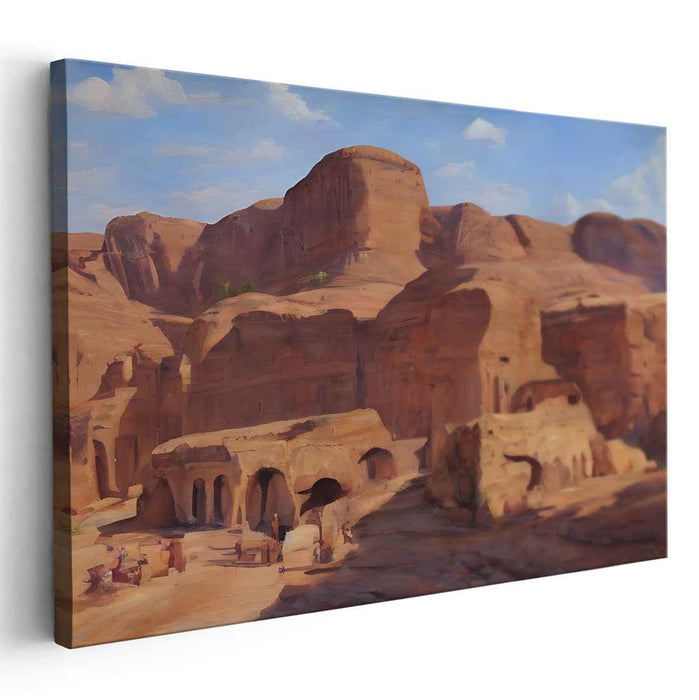 Eternal Rose Desert Dreams: Timeless Petra Landscape Canvas Art