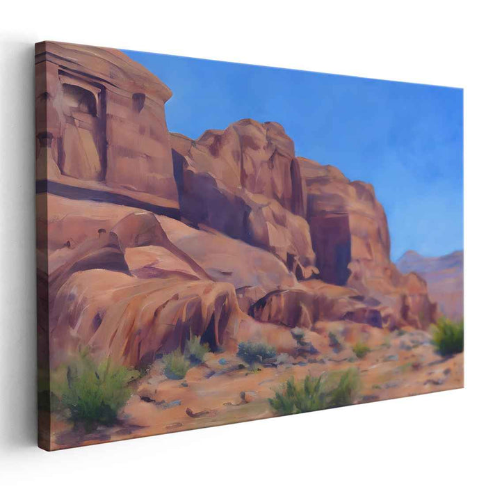 Ancient Echoes Harmony: Timeless Petra Landscape Canvas Art