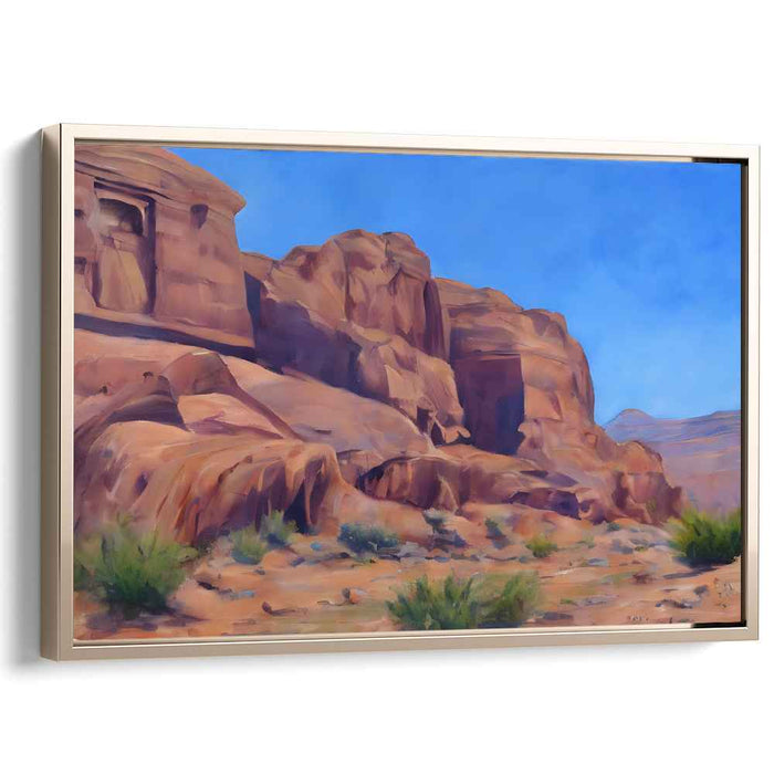 Ancient Echoes Harmony: Timeless Petra Landscape Canvas Art