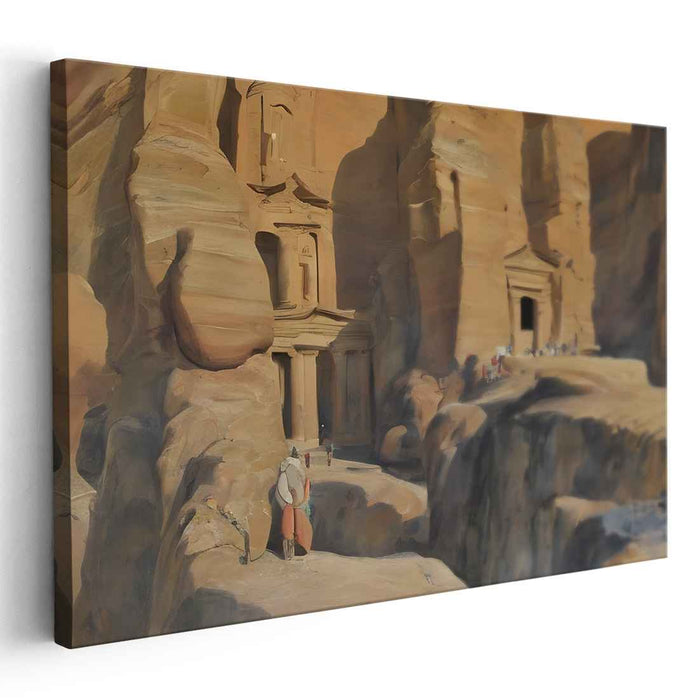Petra's Facades Glow: Petra's Sunlit Facades Canvas Art Print