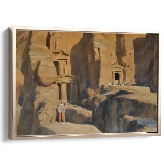 Petra's Facades Glow: Petra's Sunlit Facades Canvas Art Print