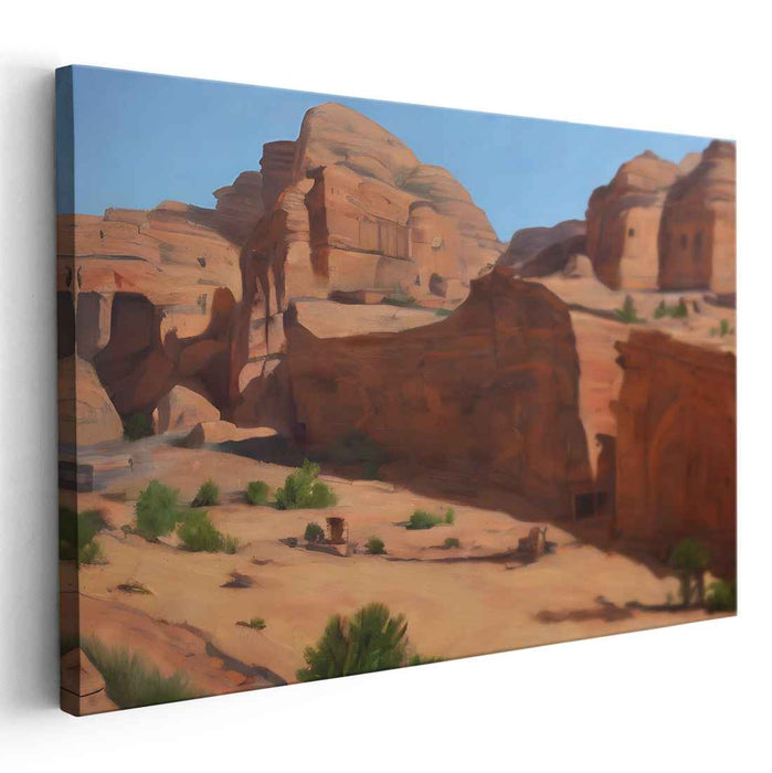 Eroding Earth's Whisper: Realistic Sandstone Cliffs Landscape Canvas Art Print