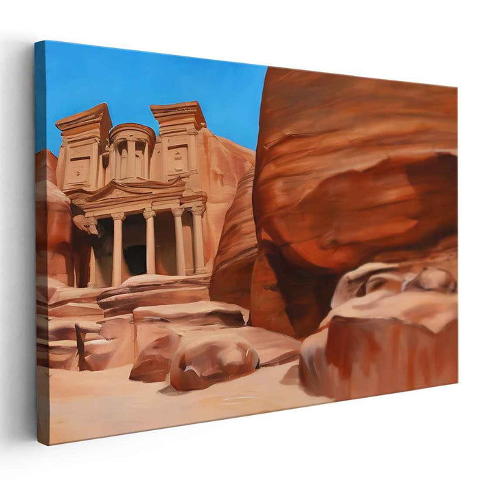 Lost City Mirage: Realistic Petra Treasury Canvas Art Print