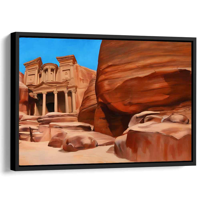 Lost City Mirage: Realistic Petra Treasury Canvas Art Print