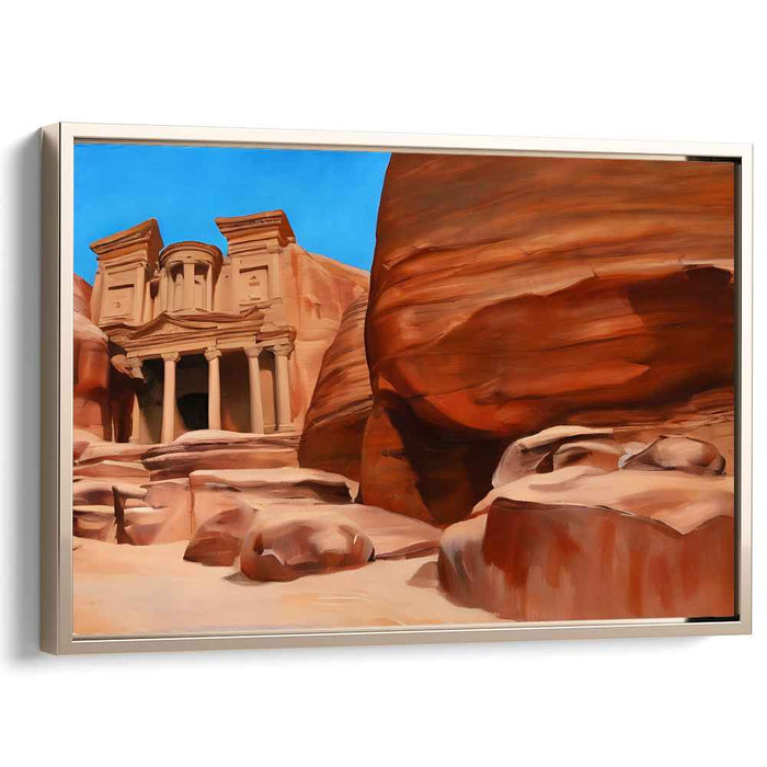 Lost City Mirage: Realistic Petra Treasury Canvas Art Print