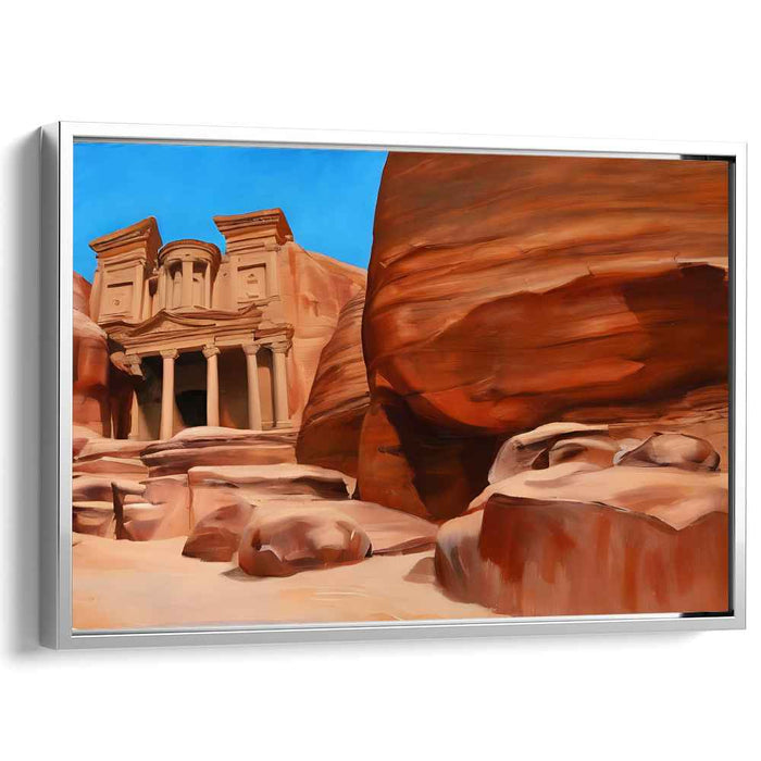 Lost City Mirage: Realistic Petra Treasury Canvas Art Print