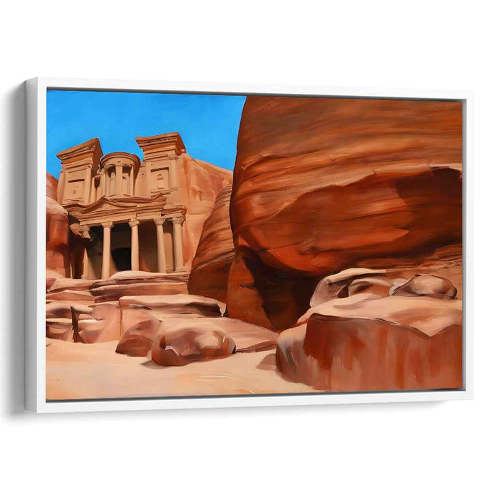 Lost City Mirage: Realistic Petra Treasury Canvas Art Print