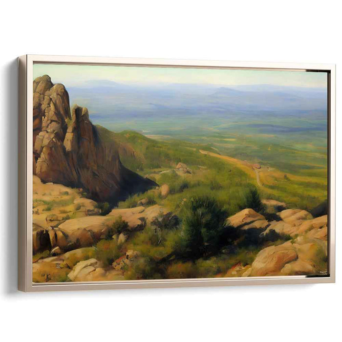 Terra Vistas: Realistic Landscape Painting of Rugged Terrain and Expansive Valleys