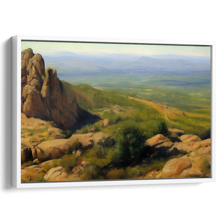 Terra Vistas: Realistic Landscape Painting of Rugged Terrain and Expansive Valleys