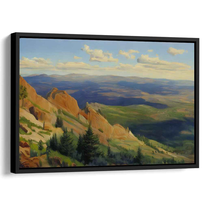 Valley Of Gold: Romantic Landscape with Golden Cliffs and Verdant Valleys Canvas Art