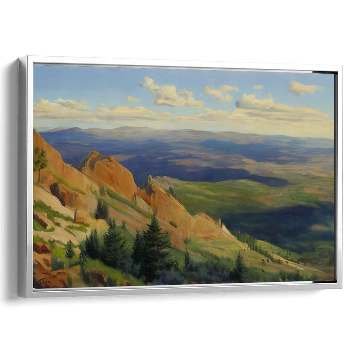 Valley Of Gold: Romantic Landscape with Golden Cliffs and Verdant Valleys Canvas Art