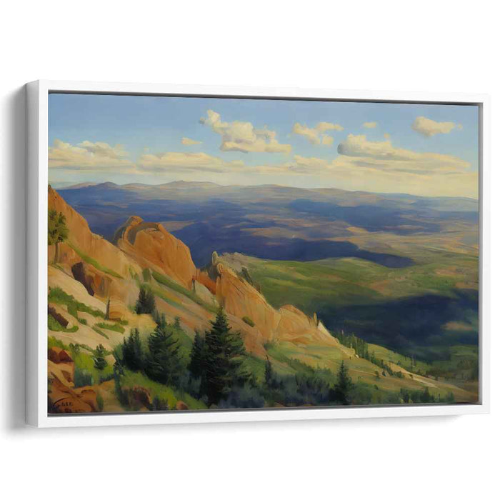 Valley Of Gold: Romantic Landscape with Golden Cliffs and Verdant Valleys Canvas Art