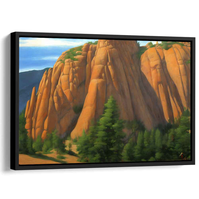 Majestic Sunlit Cliffs: Serene Landscape Canvas Art Print