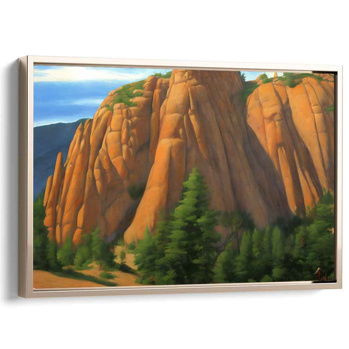 Majestic Sunlit Cliffs: Serene Landscape Canvas Art Print