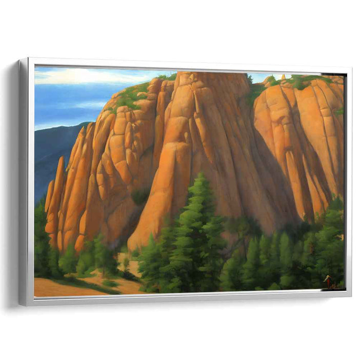 Majestic Sunlit Cliffs: Serene Landscape Canvas Art Print