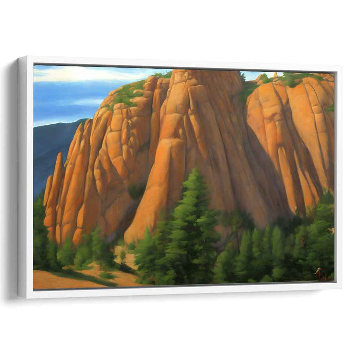 Majestic Sunlit Cliffs: Serene Landscape Canvas Art Print