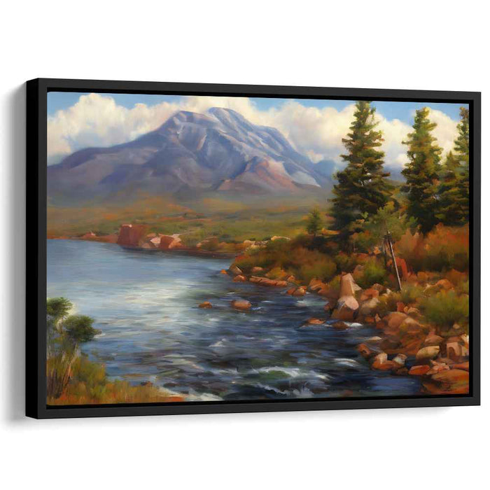 Enchanted Watercolor Symphony: Lush Landscape and River Canvas Art