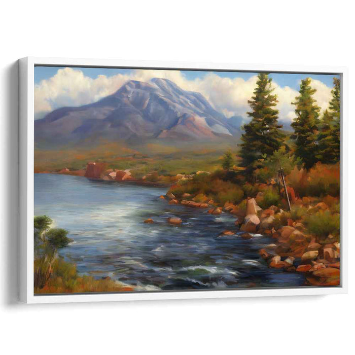 Enchanted Watercolor Symphony: Lush Landscape and River Canvas Art