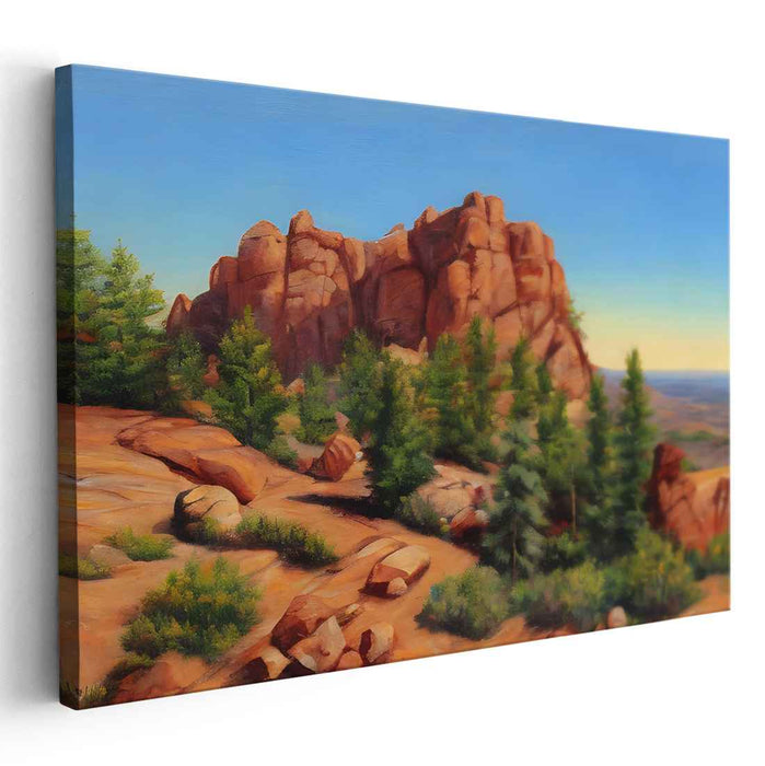 Majestic Rocky Terrain: Realistic Landscape Oil Painting