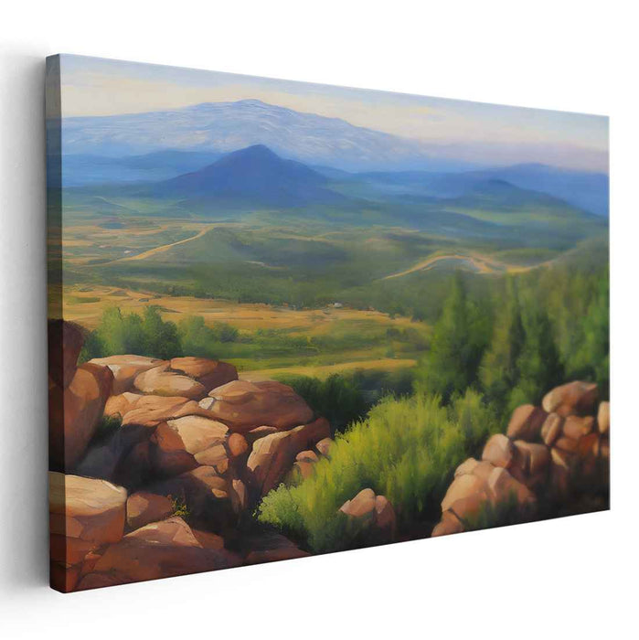 Serenity's Brushstroke Bliss: Tranquil Landscape Canvas Art Print