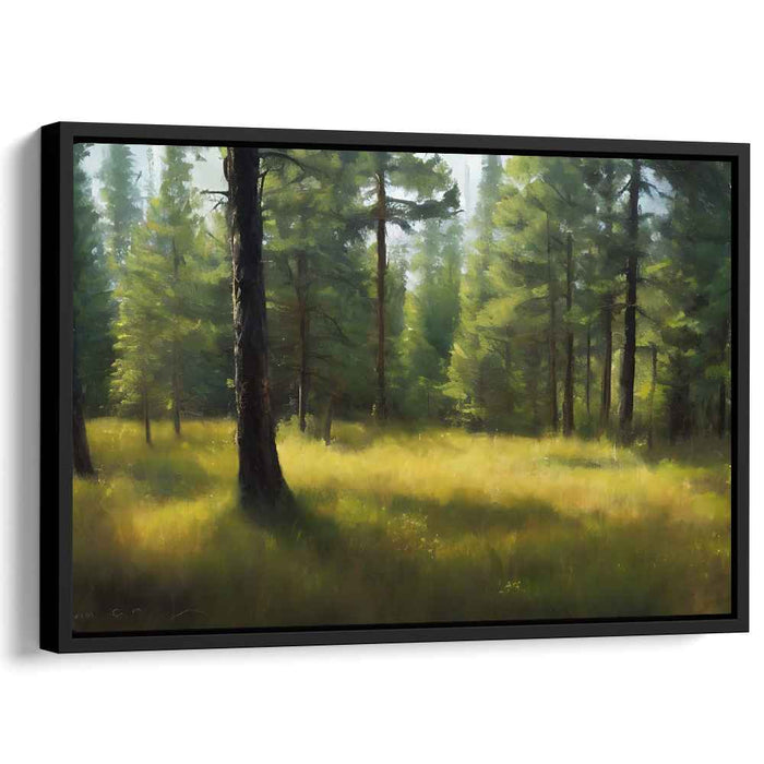 Forest Radiance: Sunlit Pine Grove Canvas Art Print
