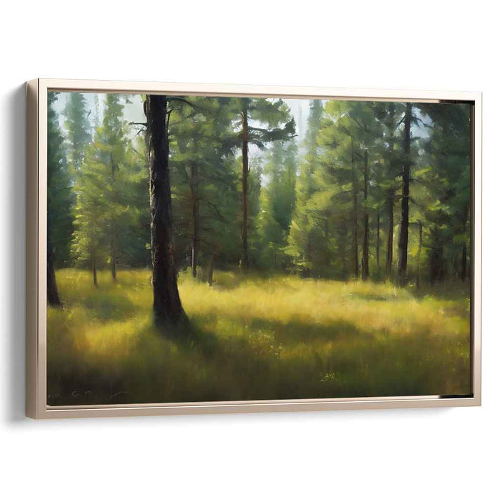 Forest Radiance: Sunlit Pine Grove Canvas Art Print