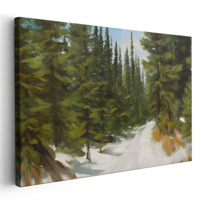 Silent Blizzard Journey: Realistic Snowy Path Canvas Art Print