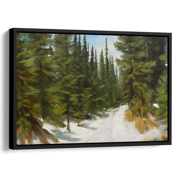Silent Blizzard Journey: Realistic Snowy Path Canvas Art Print