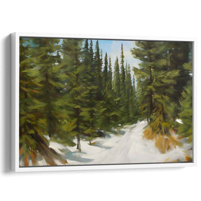 Silent Blizzard Journey: Realistic Snowy Path Canvas Art Print