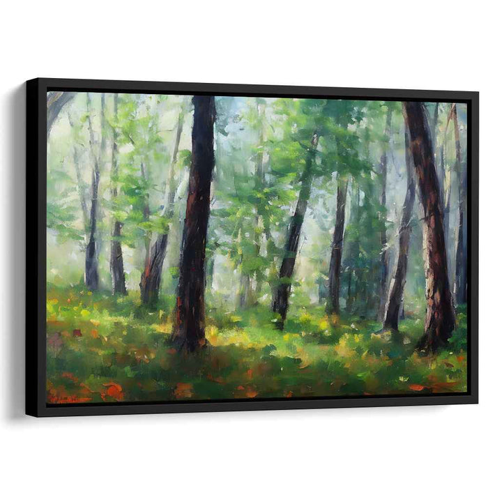 Silent Woods Canvas Serenity: Tranquil Forest Landscape Canvas Art